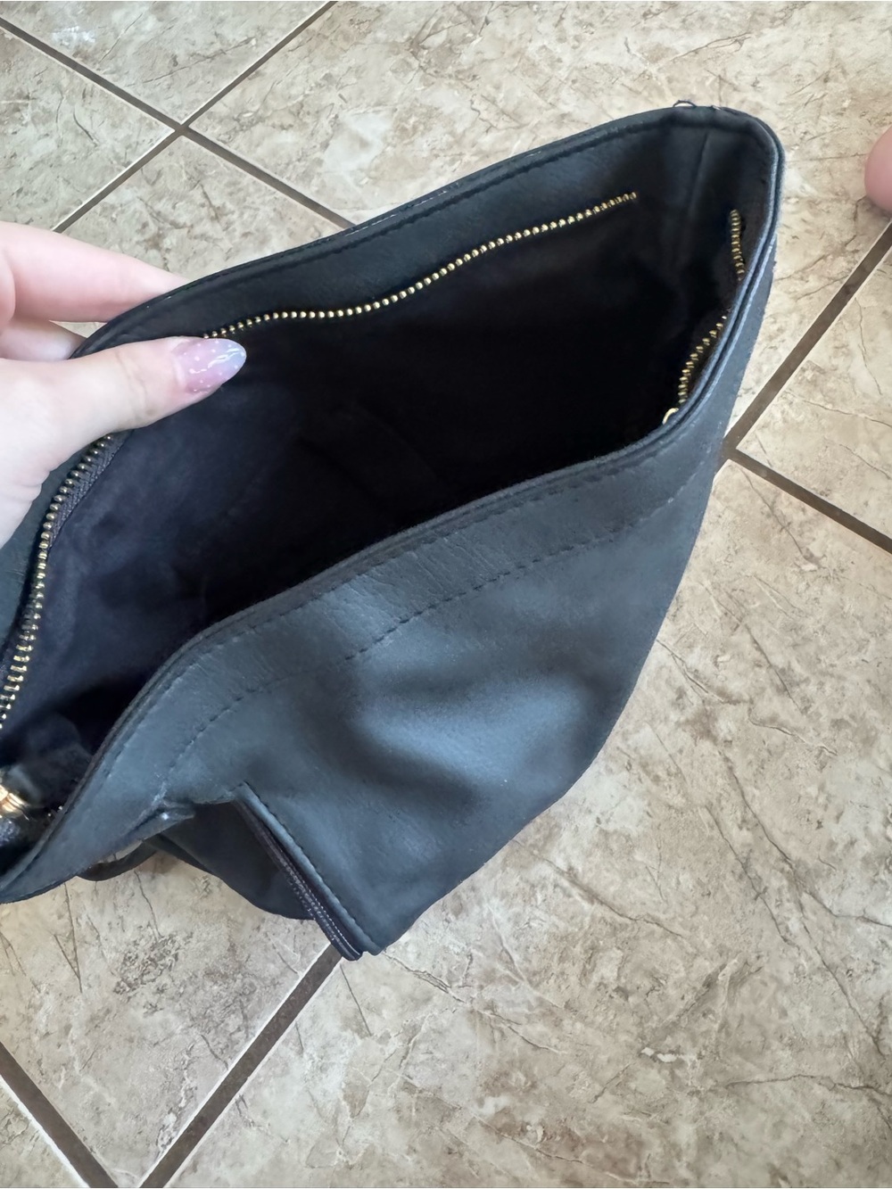 Black Leather Crossbody Bag with Gold Hardware- concealed carry bag - Picture 3 of 3